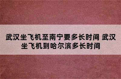 武汉坐飞机至南宁要多长时间 武汉坐飞机到哈尔滨多长时间